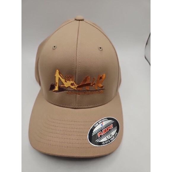 A&R Construction FLEXFIT L/XL Hat fitted Baseball Cap Tan New old stock - Picture 1 of 7
